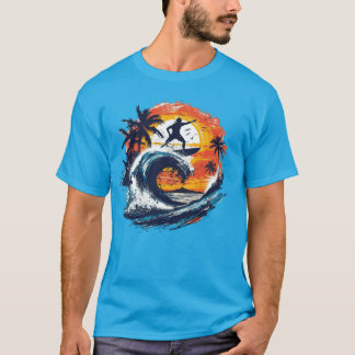 Zonsondergang Surf Golf Grafische T-Shirt
