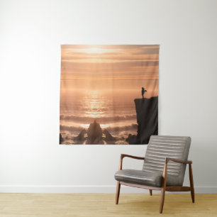 Zonsondergang Surf Silhouet Wandtapijt Wandkleed