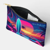 Zonsondergang Surfboard Neon Lights Rits Pouch Etui (Open)