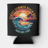 Zonsondergang Surfen Strand Buzz- Blikjeskoeler (Voorkant)