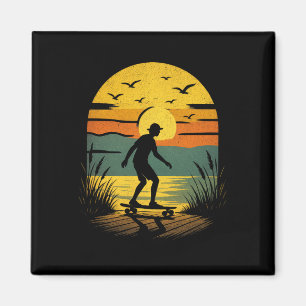Zonsondergang Surfer - Vintage Retro Surfen Strand Magneet