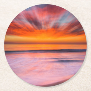 Zonsondergang Tamarack Beach Carlsbad, CA Ronde Kartonnen Onderzetter