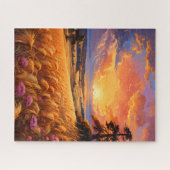 Zonsondergang Tarwe Veld Jigsaw Puzzel (Horizontaal)