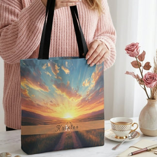 Zonsondergang Thema Veld Esthetisch Modern Viraal Draagtas