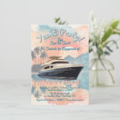 Zonsondergang Tropisch Rotsjacht Bootfeest Kaart (Staand voorkant)