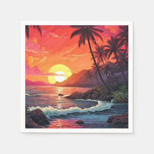 Zonsondergang Tropisch Strand Paradijs Eiland Servet