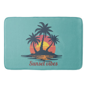 Zonsondergang Tropische Palmbomen Strand Badmat