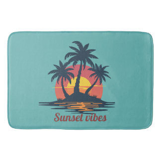 Zonsondergang Tropische Palmbomen Strand Badmat