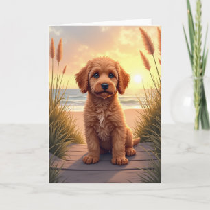 Zonsondergang Vaderdag Puppy Kaart