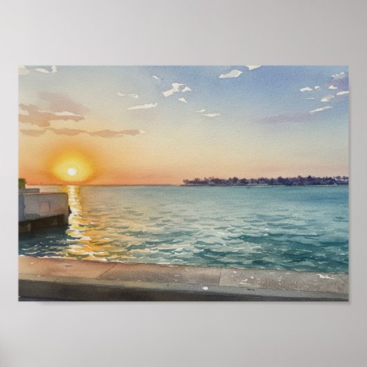 Zonsondergang van de Haven Poster (Voorkant)