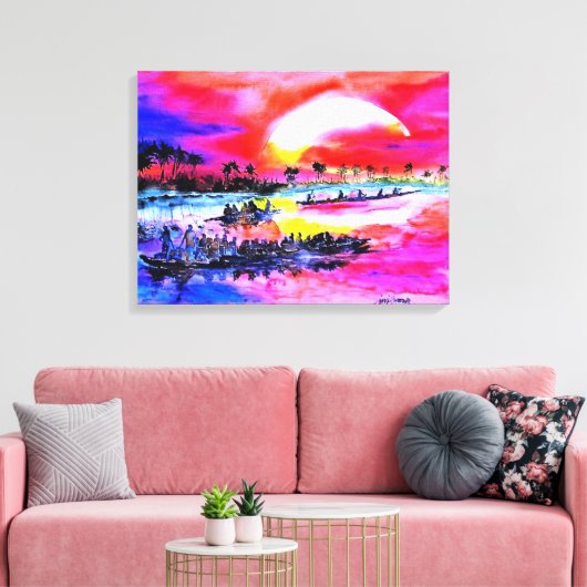 Zonsondergang van Ini Brown Canvas Afdruk (Insitu (Woonkamer))