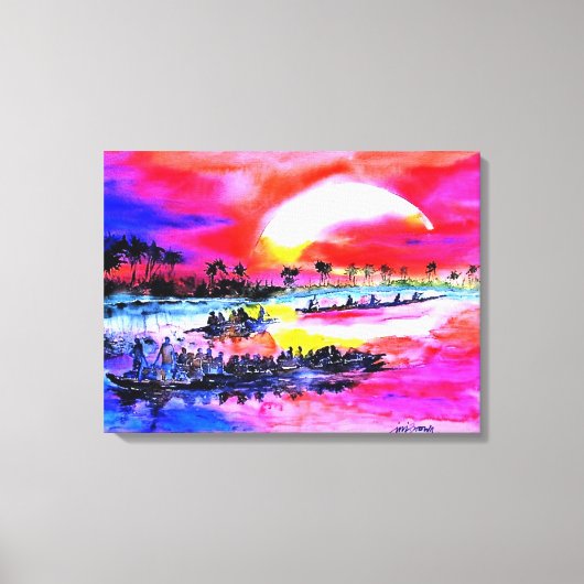 Zonsondergang van Ini Brown Canvas Afdruk (Voorkant)
