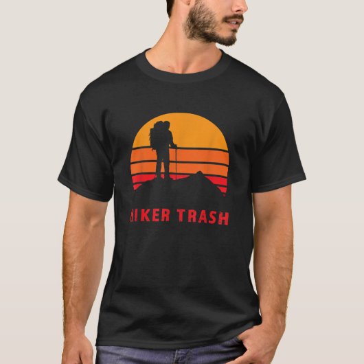  zonsondergang verontruste tekst Thru Hiker Trash  T-shirt (Voorkant)