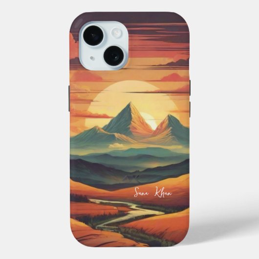  Zonsondergang vertoning Minimale Naam Case-Mate iPhone Case (Achterkant)