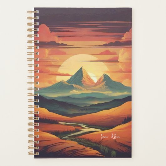 Zonsondergang vertoning Minimale Naam Planner (Voorkant)