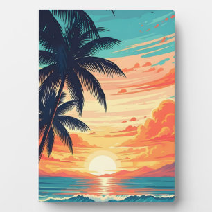 Zonsondergang Vibes Retro Beach Fotoplaat
