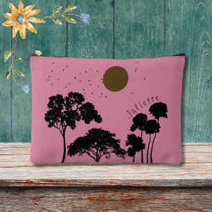 Zonsondergang vogels boom silhouetten aangepaste n etui