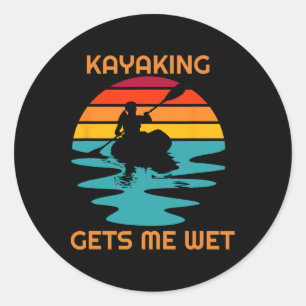 Zonsondergang Vrouwen Kayakken Maakt Me Nat Kayak Ronde Sticker