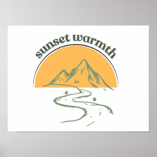 Zonsondergang Warmte Berg Natuur Poster