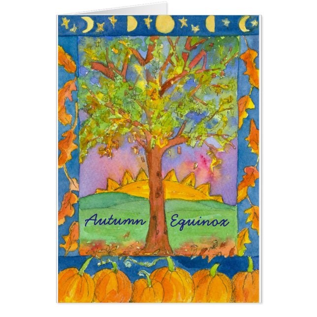 Zonsondergang Waterverf Landschap Herfst Equinox (Voorkant)