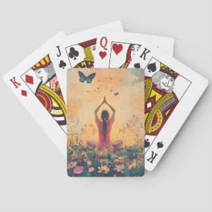 Zonsondergang Weide Meditatie met Vlinders (1) Pokerkaarten