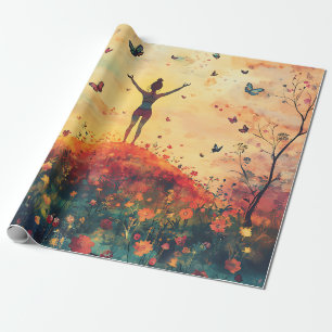 Zonsondergang Weide Meditatie met Vlinders (4) Cadeaupapier