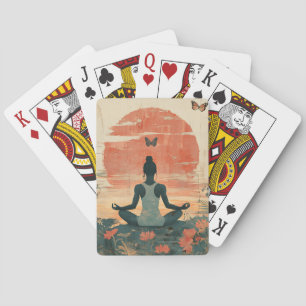 Zonsondergang Weide Meditatie met Vlinders (5) Pokerkaarten