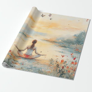 Zonsondergang Weide Meditatie met Vlinders (6) Cadeaupapier
