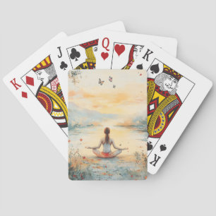 Zonsondergang Weide Meditatie met Vlinders (6) Pokerkaarten
