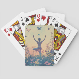 Zonsondergang Weide Meditatie met Vlinders (7) Pokerkaarten