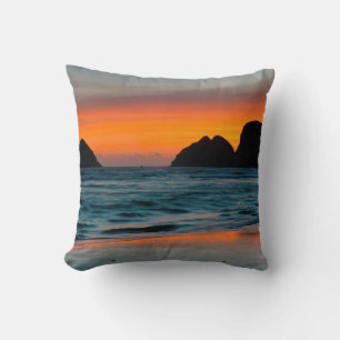 Zonsondergang, Zee stapels, Oceanside, Oregon, Ver Kussen
