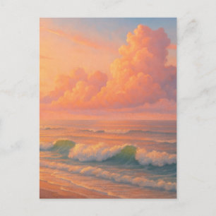Zonsondergang Zee Wolken - Pastel Schilderstijl Briefkaart