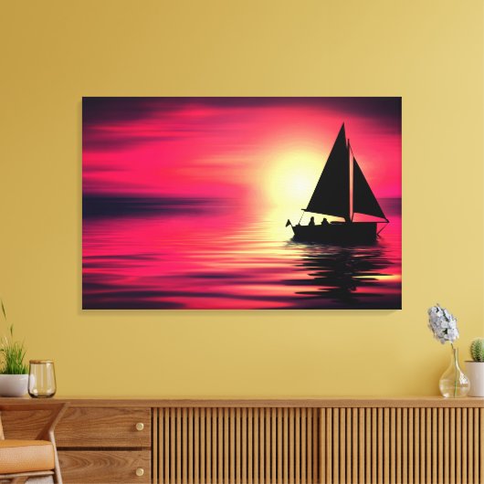 Zonsondergang, Zee, Zeilboot-39186 Canvas Afdruk (Insitu (Woonkamer))