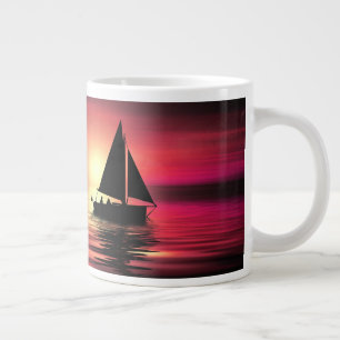 Zonsondergang, Zee, Zeilboot Extra Grote Beker