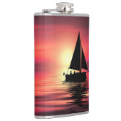 Zonsondergang, Zee, Zeilboot Heupfles (Rechts)