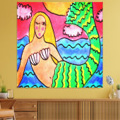 Zonsondergang Zeemeermin Abstract Digitaal Schilde Canvas Afdruk (Insitu (Woonkamer))