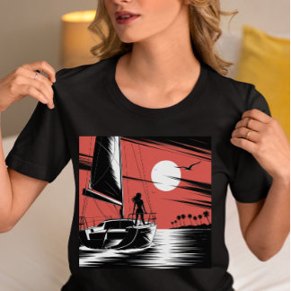 Zonsondergang Zeilavontuur Grafisch Tri-Blend Shirt