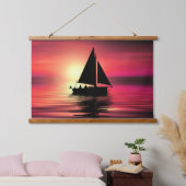 Zonsondergang, zeilboot in het Zee-39186 Hangend Wandkleed (Slaapkamer)