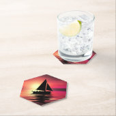 Zonsondergang, zeilboot in het Zee-39186 Kartonnen Onderzetters (Insitu)