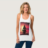 Zonsondergang, zeilboot in het Zee-39186 Tanktop (Volledige Voorkant)