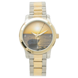 Zonsondergang Zeilboot Scheepswrak Golf Breeze Gol Horloge