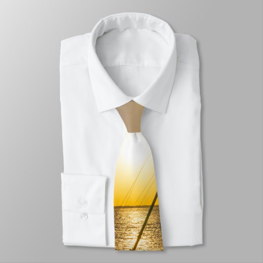 Zonsondergang Zeilboot Scheepswrak Gulf Breeze FL Stropdas (Gebonden)