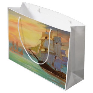 Zonsondergang zeilschepen Nautische thema geschenk Groot Cadeauzakje