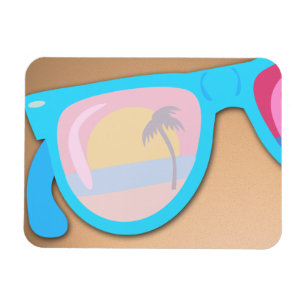 Zonsondergang zonnebril Cool Fun Retro Illustratie Magneet