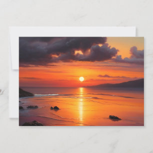 Zonsondergang Zonsopgang Adem Benemende Oceaan Str Feestdagenkaart