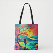 Zonsondergangdromer aan de rivier draagtas (Voorkant)