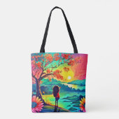 Zonsondergangdromer aan de rivier draagtas (Achterkant)