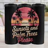 Zonsondergangen en palmbomen alstublieft" - Retro  Thermosbeker