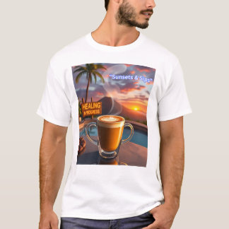 Zonsondergangen en sips t-shirt