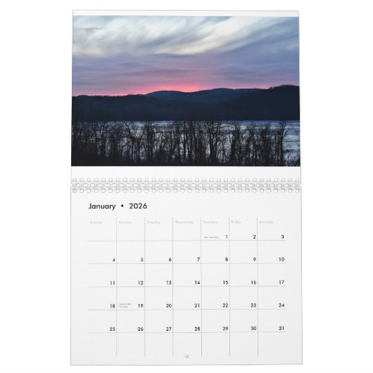 Zonsondergangen in de Hudson-vallei Kalender (Jan 2026)